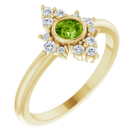 14K Yellow Gold Natural Peridot & 1/5 CTW Natural Diamond Ring 
