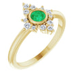 14K Yellow Gold Natural Emerald & 1/5 CTW Natural Diamond Ring 