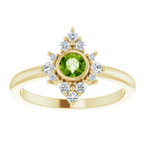 14K Yellow Gold Natural Peridot & 1/5 CTW Natural Diamond Ring 