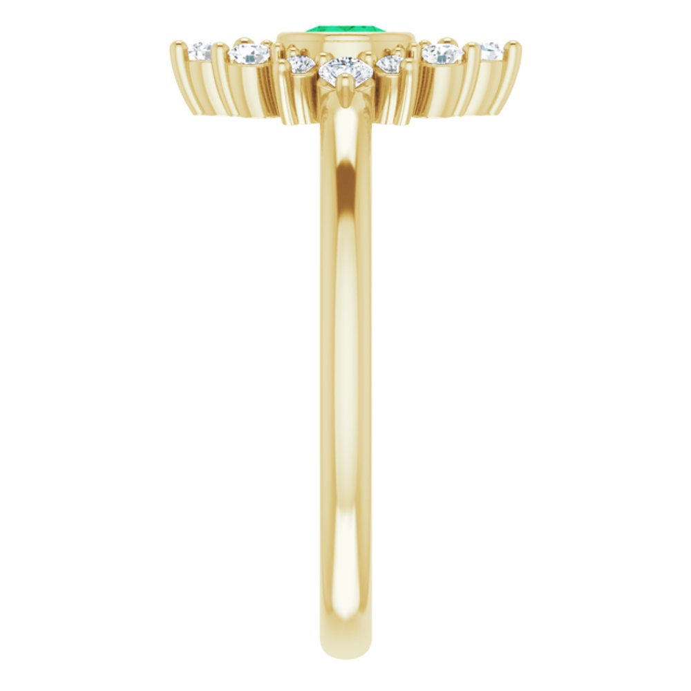 14K Yellow Gold Natural Emerald & 1/5 CTW Natural Diamond Ring 