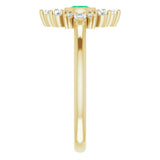 14K Yellow Natural Emerald & 1/5 CTW Natural Diamond Ring