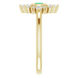 14K Yellow Gold Natural Emerald & 1/5 CTW Natural Diamond Ring 