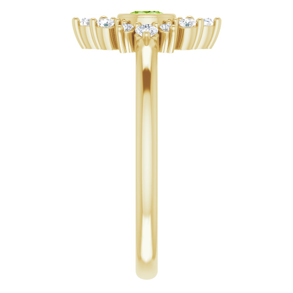 14K Yellow Gold Natural Peridot & 1/5 CTW Natural Diamond Ring 