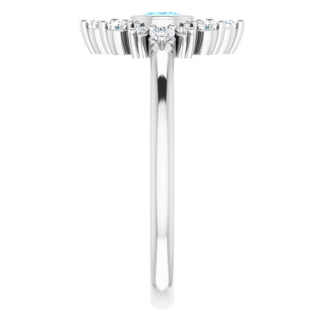 14K White Gold Natural Aquamarine & 1/5 CTW Natural Diamond Ring