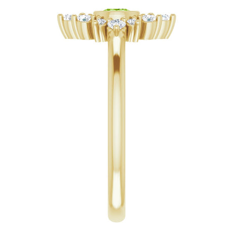 14K Yellow Gold Natural Peridot & 1/5 CTW Natural Diamond Ring 