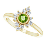 14K Yellow Gold Natural Peridot & 1/5 CTW Natural Diamond Ring 