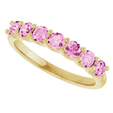 14K Yellow Gold Natural Pink Sapphire Anniversary Band