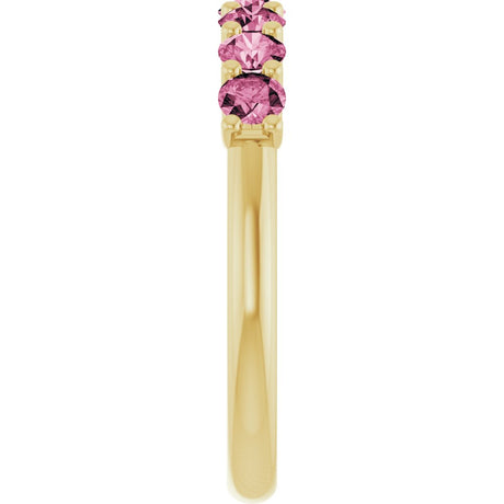 14K Yellow Gold Natural Pink Tourmaline Anniversary Band