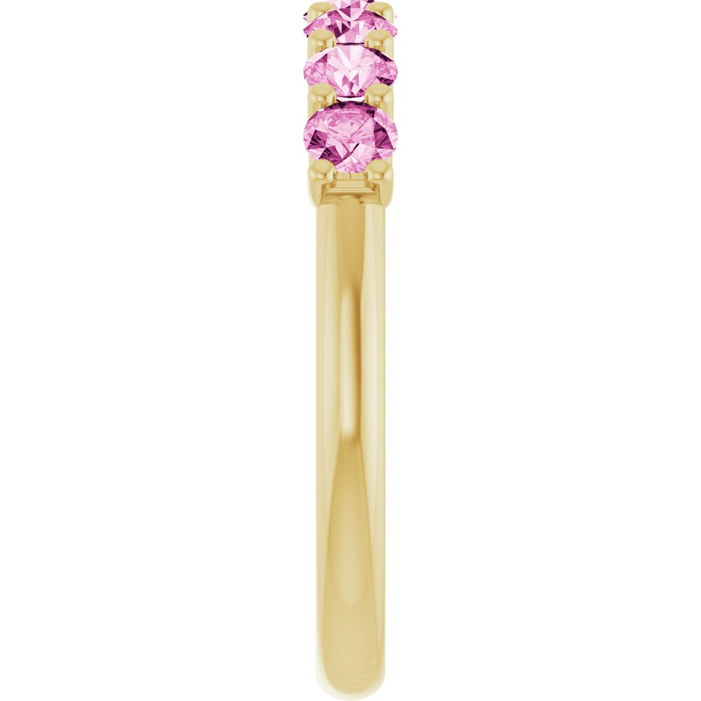 14K Yellow Gold Natural Pink Sapphire Anniversary Band