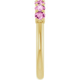 14K Yellow Gold Natural Pink Sapphire Anniversary Band