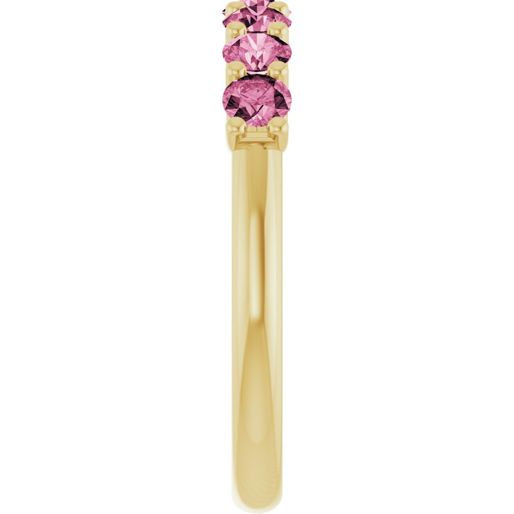 14K Yellow Gold Natural Pink Tourmaline Anniversary Band