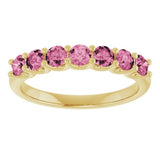 14K Yellow Gold Natural Pink Tourmaline Anniversary Band