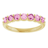 14K Yellow Gold Natural Pink Sapphire Anniversary Band