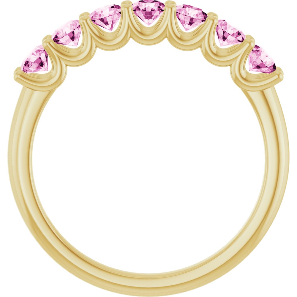 14K Yellow Gold Natural Pink Sapphire Anniversary Band