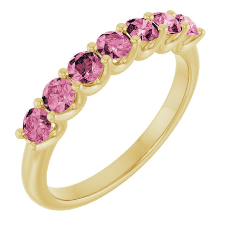 14K Yellow Gold Natural Pink Tourmaline Anniversary Band
