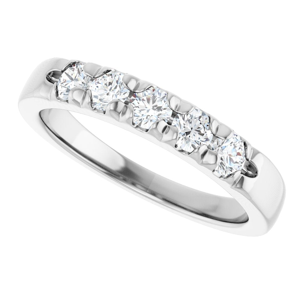 Platinum 1/2 CTW Natural Diamond French-Set Anniversary Band