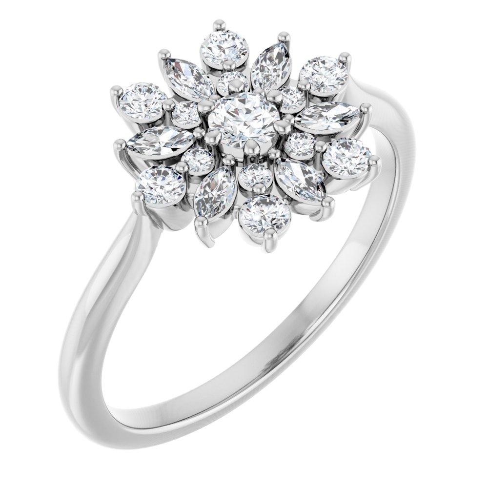 14K White 1/2 CTW Natural Diamond Vintage-Inspired Ring