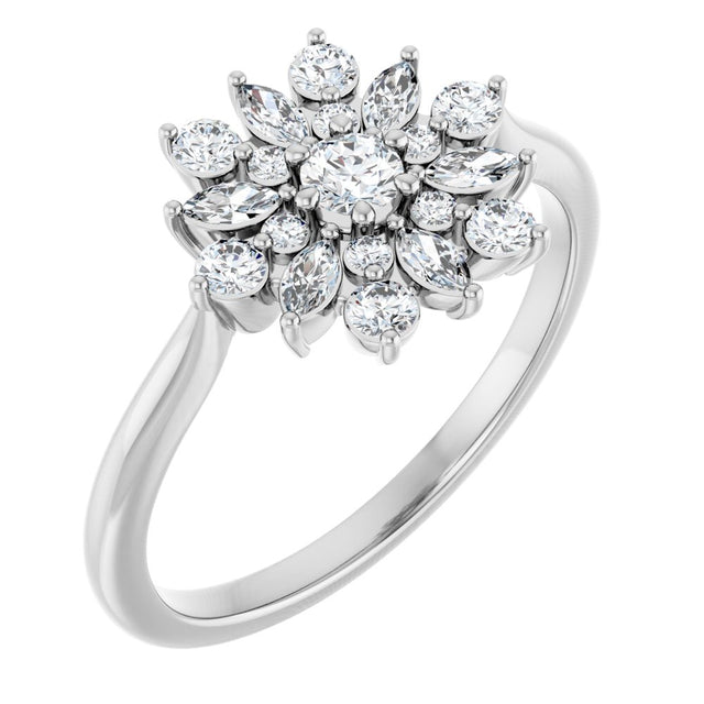 14K White 1/2 CTW Natural Diamond Vintage-Inspired Ring