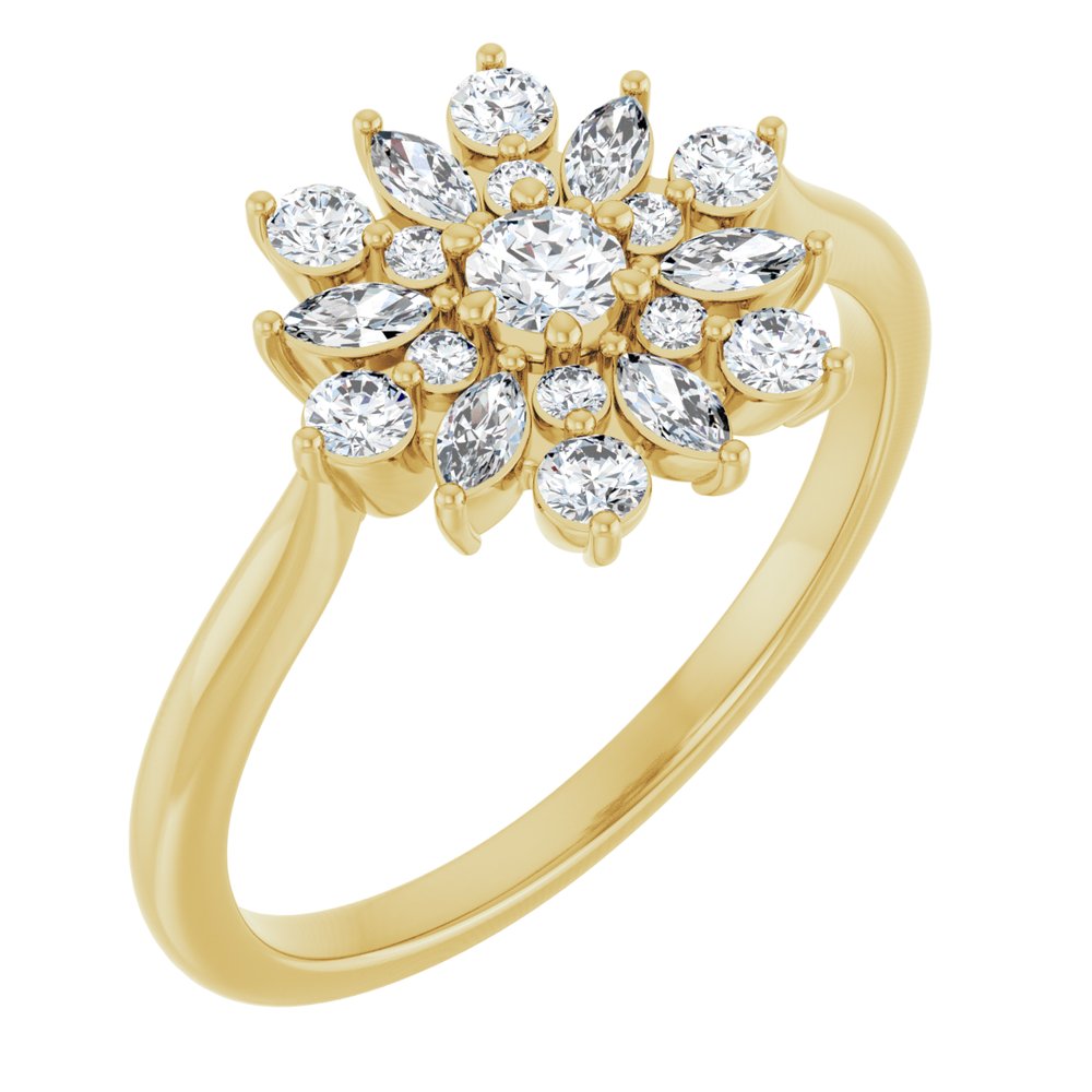 14K Yellow Gold 1/2 CTW Natural Diamond Vintage-Inspired Ring