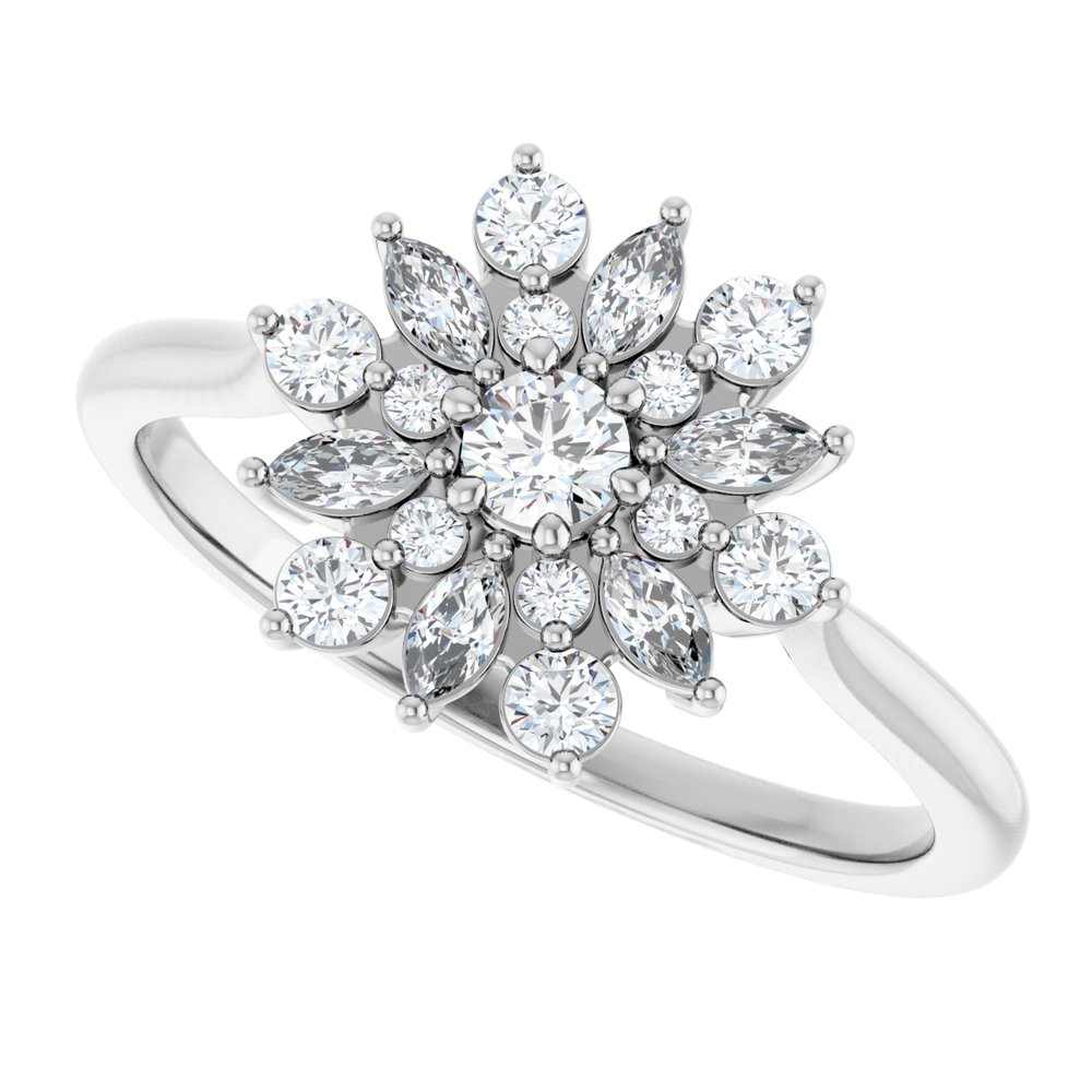 14K White 1/2 CTW Natural Diamond Vintage-Inspired Ring