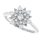 14K White 1/2 CTW Natural Diamond Vintage-Inspired Ring