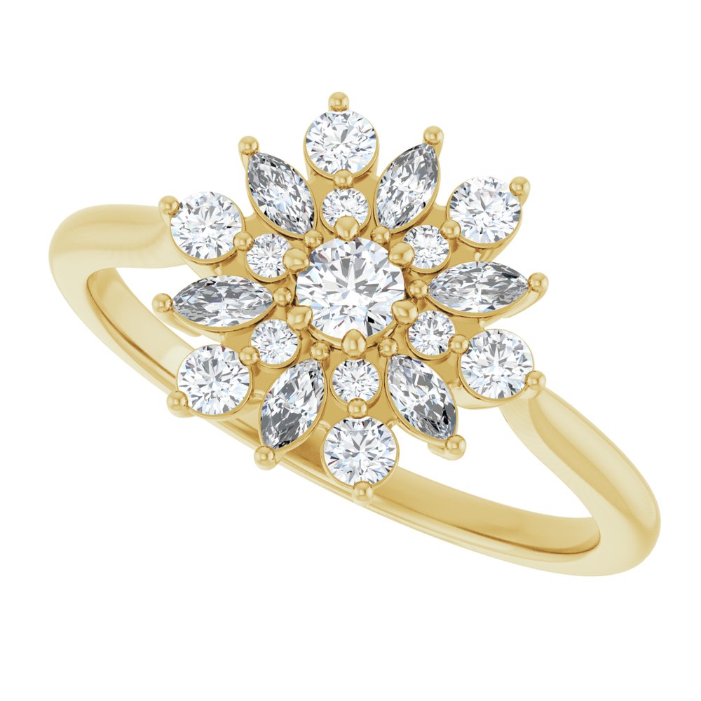 14K Yellow Gold 1/2 CTW Natural Diamond Vintage-Inspired Ring