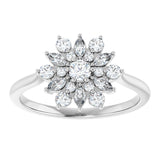 14K White 1/2 CTW Natural Diamond Vintage-Inspired Ring
