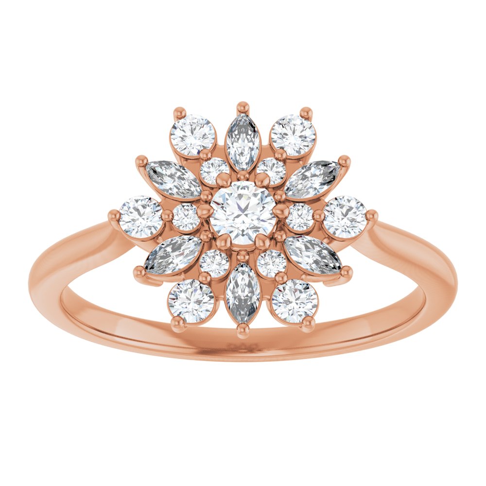14K Rose 1/2 CTW Natural Diamond Vintage-Inspired Ring
