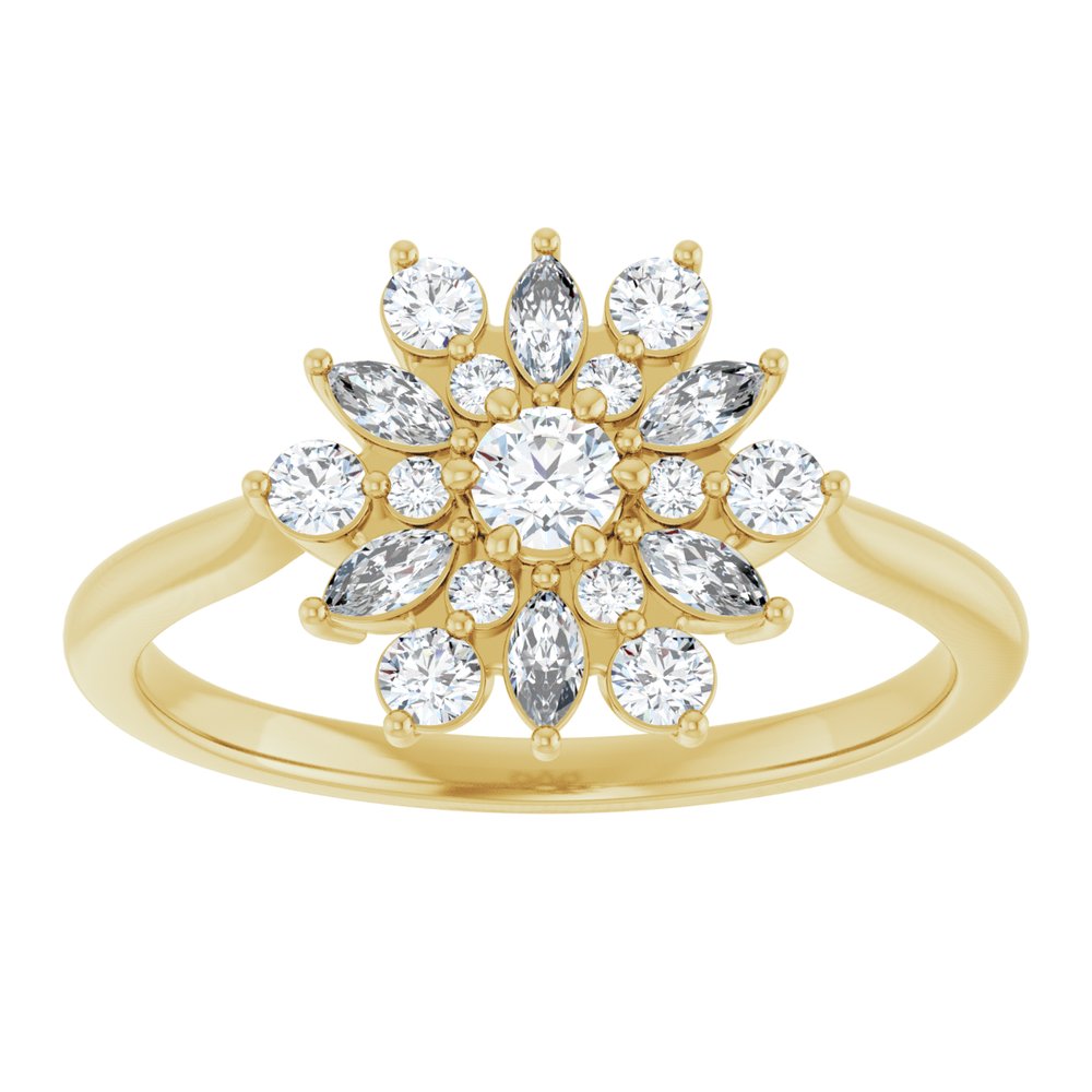 14K Yellow Gold 1/2 CTW Natural Diamond Vintage-Inspired Ring