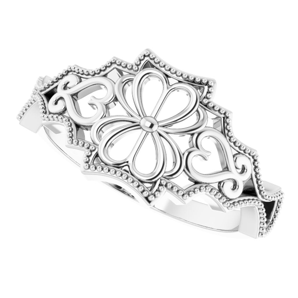 14K White Vintage-Inspired Ring