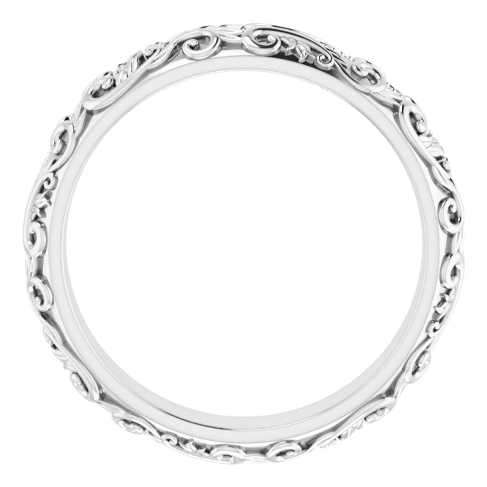 Sterling Silver 5 mm Sculptural Band with Milgrain Size 8