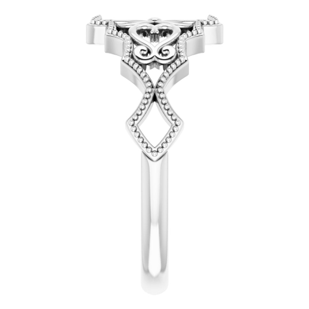 14K White Vintage-Inspired Ring