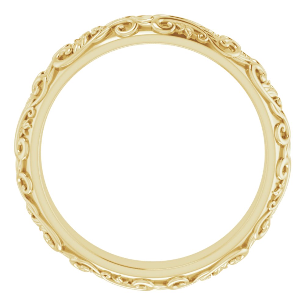 14K Yellow 5 mm Sculptural Band with Milgrain