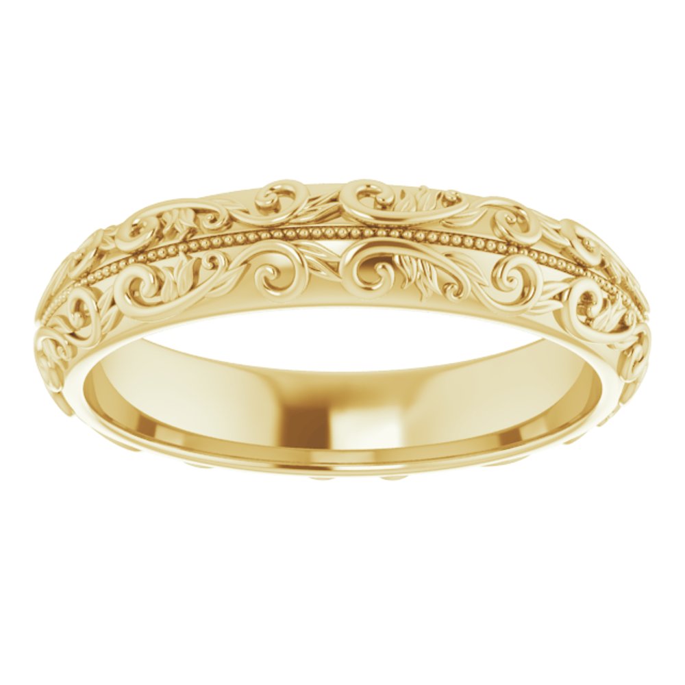 14K Yellow Gold 5 mm Milgrain Sculptural Half Round Band Size 11