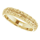 14K Yellow Gold 5 mm Milgrain Sculptural Half Round Band Size 11