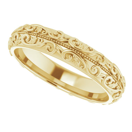 14K Yellow Gold 5 mm Milgrain Sculptural Half Round Band Size 11
