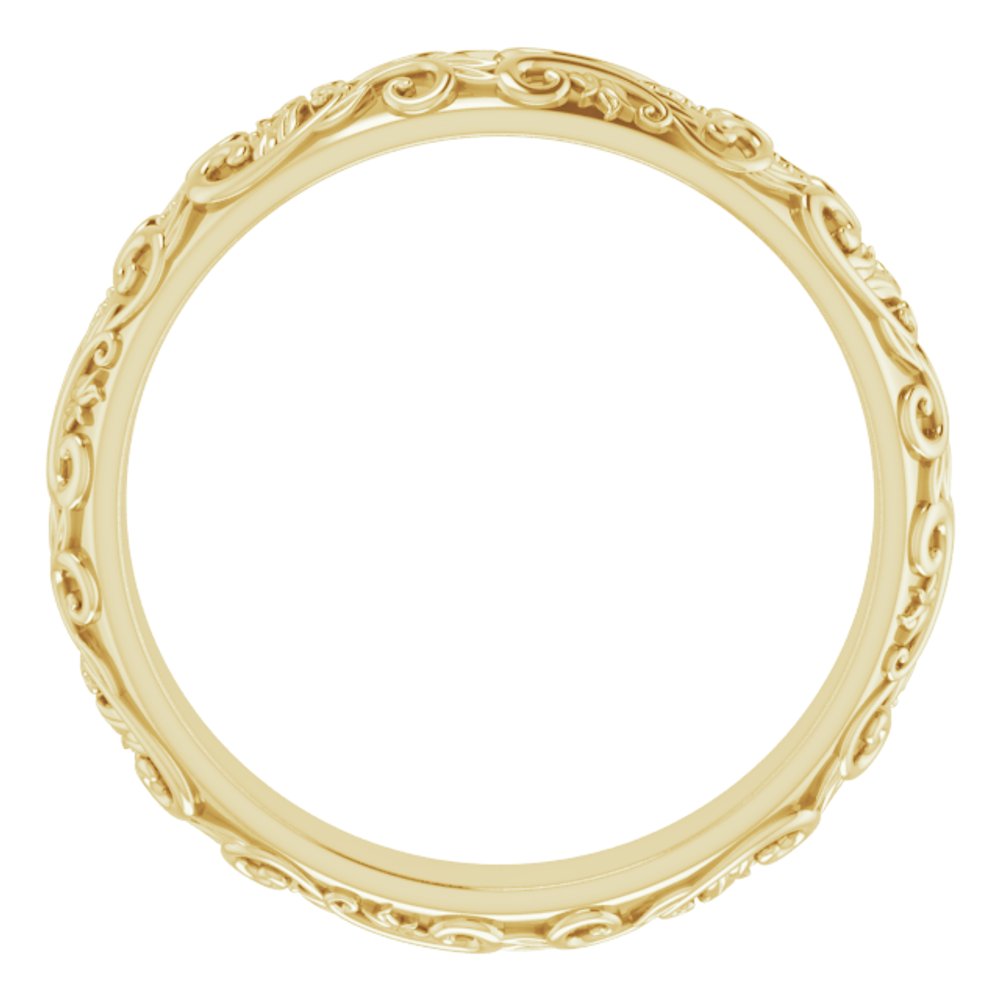 14K Yellow Gold 5 mm Milgrain Sculptural Half Round Band Size 11