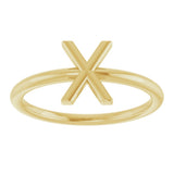 14K Yellow Gold Initial X Ring