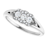 14K White 1/5 CTW Natural Diamond Three-Stone Band