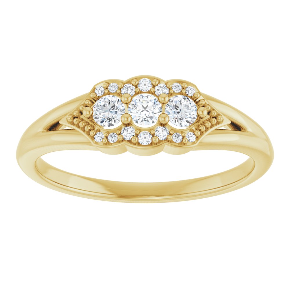 14K Yellow 1/5 CTW Natural Diamond Three-Stone Band