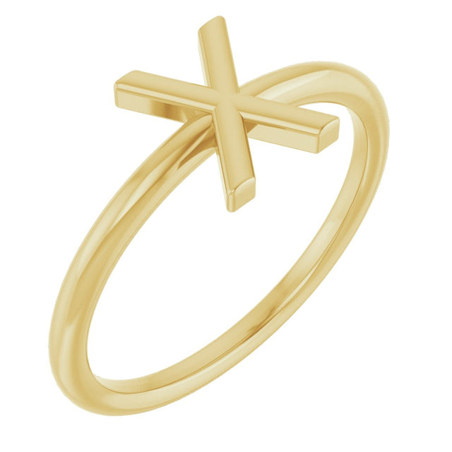 14K Yellow Gold Initial X Ring