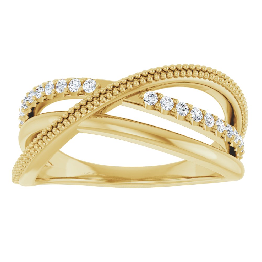 14K Yellow 1/5 CTW Natural Diamond Criss-Cross Ring