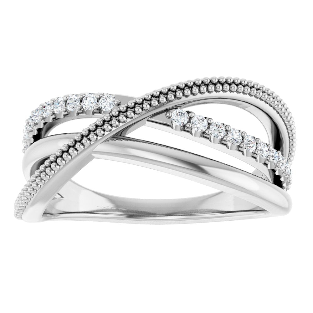 14K White Gold 1/5 CTW Natural Diamond Criss-Cross Ring