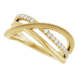 14K Yellow 1/5 CTW Natural Diamond Criss-Cross Ring