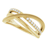 14K Yellow Gold 1/5 CTW Natural Diamond Criss-Cross Ring