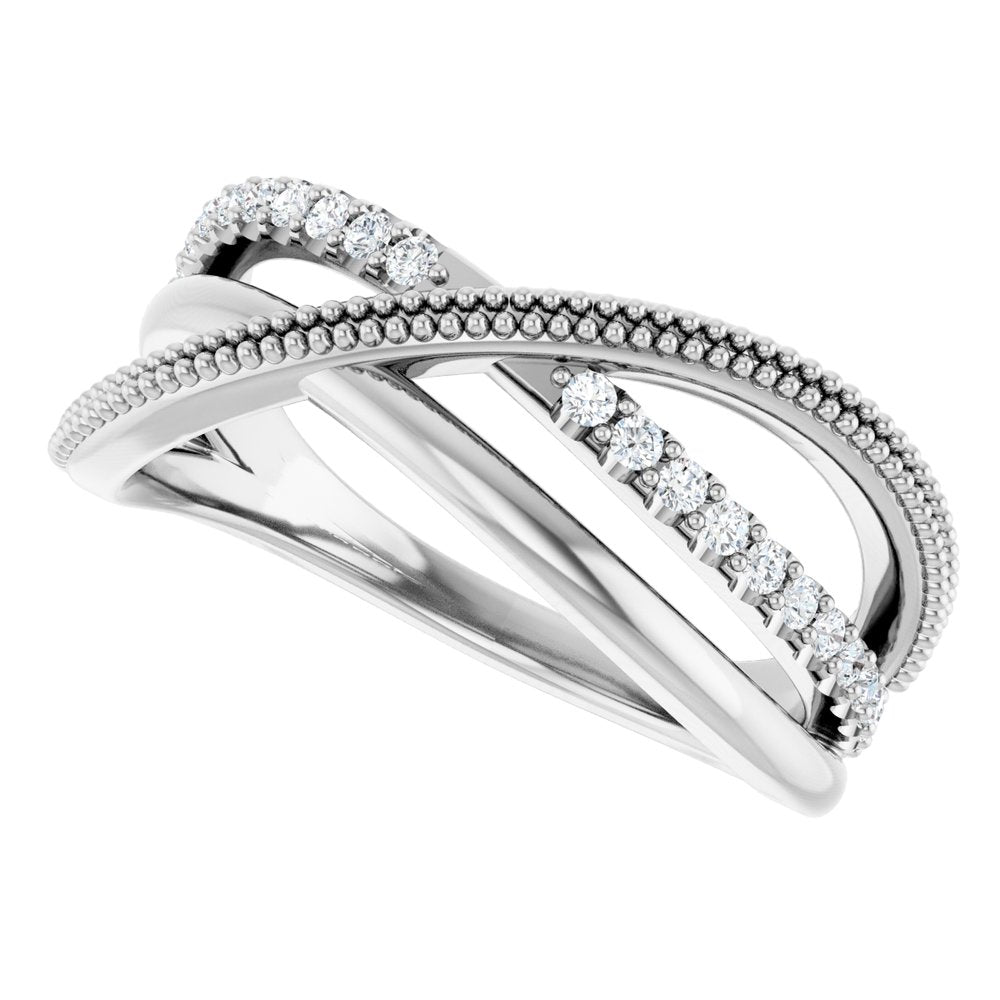 14K White Gold 1/5 CTW Natural Diamond Criss-Cross Ring