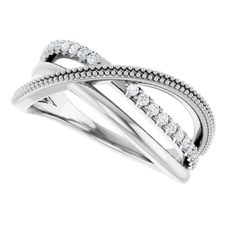 14K White Gold 1/5 CTW Natural Diamond Criss-Cross Ring