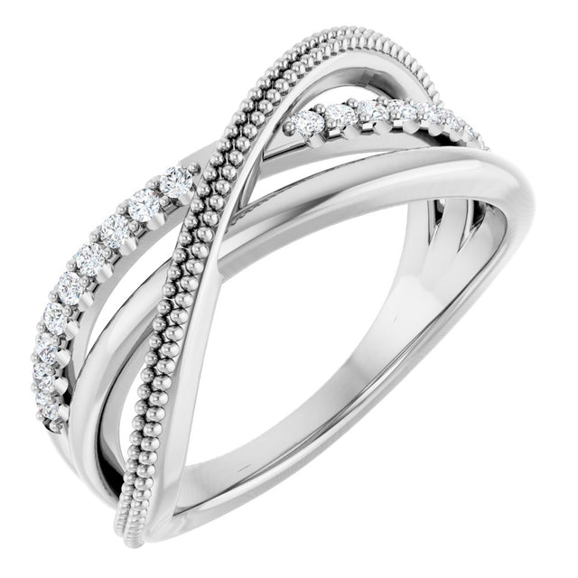 14K White 1/5 CTW Natural Diamond Criss-Cross Ring