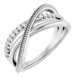 14K White 1/5 CTW Natural Diamond Criss-Cross Ring