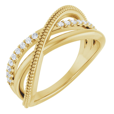 14K Yellow Gold 1/5 CTW Natural Diamond Criss-Cross Ring